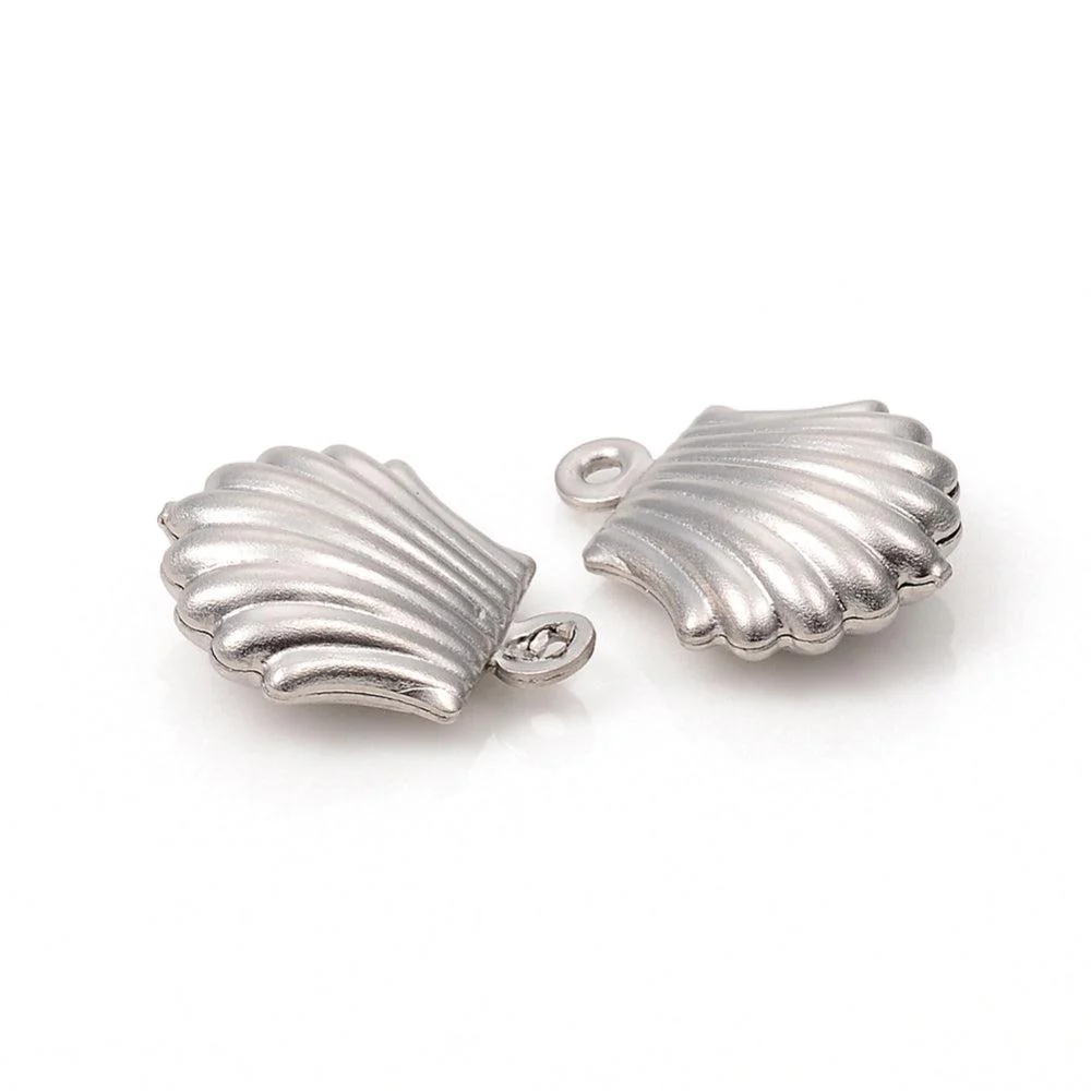 Bedel schelpje Stainless steel zilver 14mm