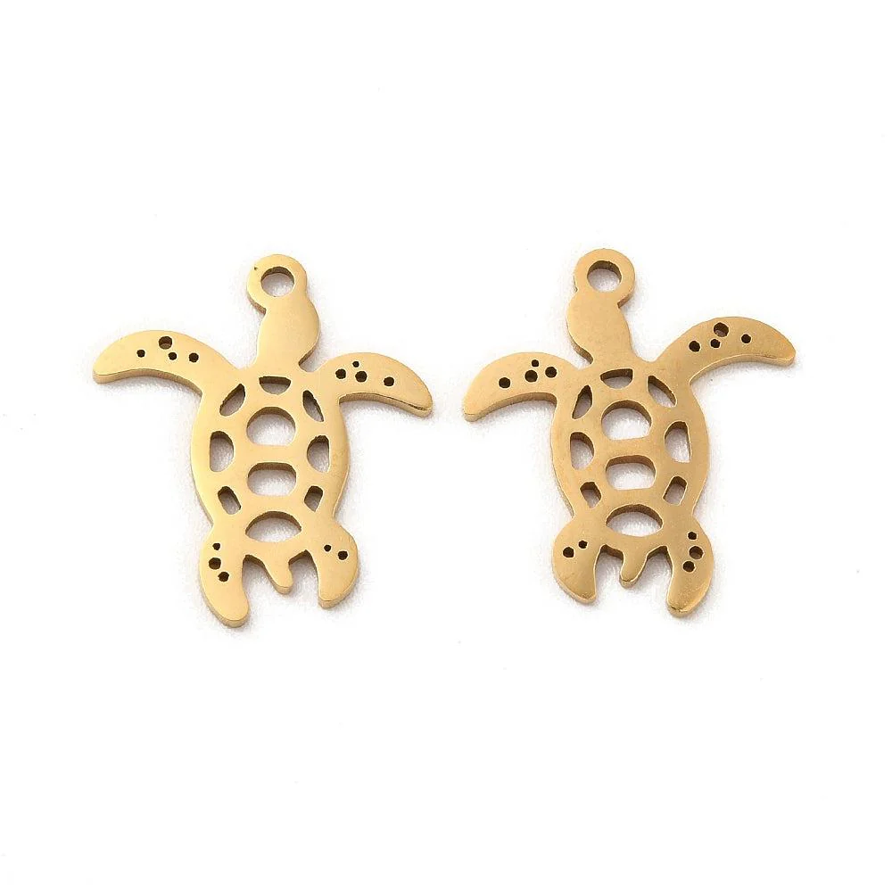 Bedel schildpad open Stainless steel 18k Goud 18mm