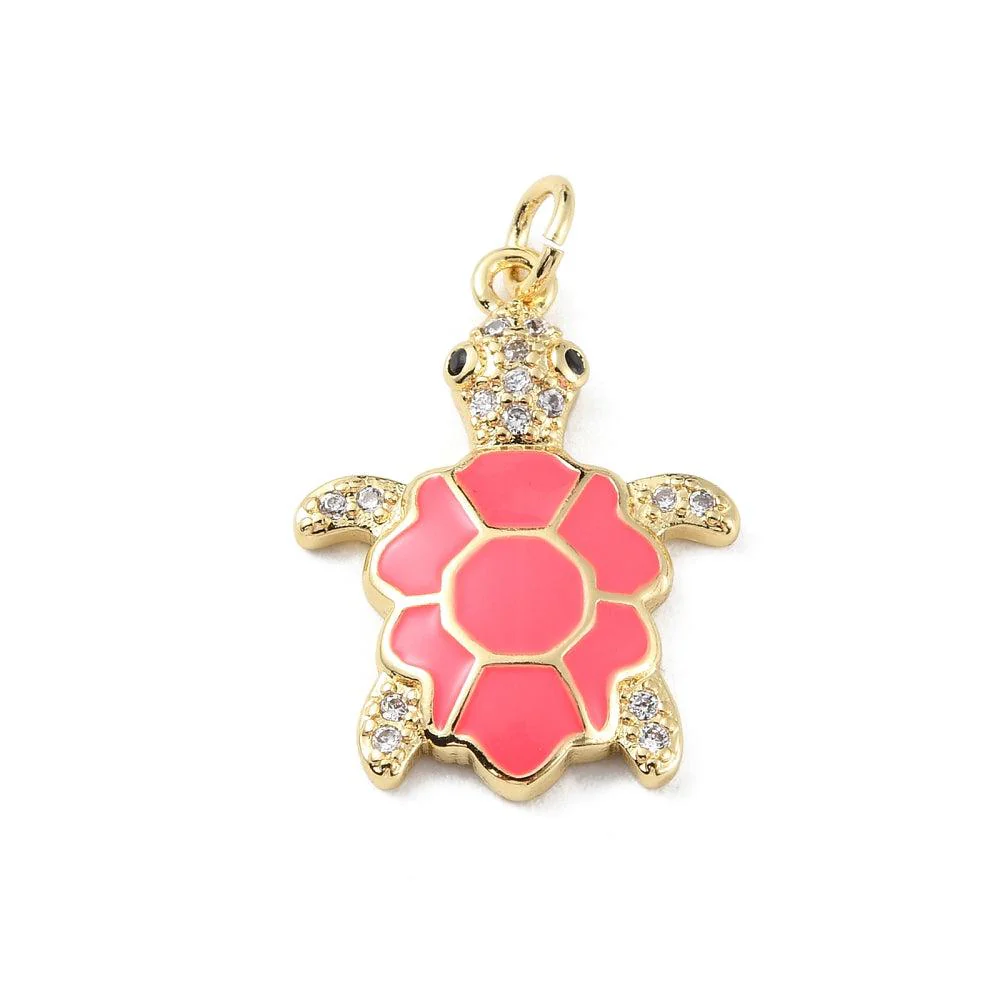 Bedel schildpad zirconia goud/roze 18K plated 17x23mm - per stuk