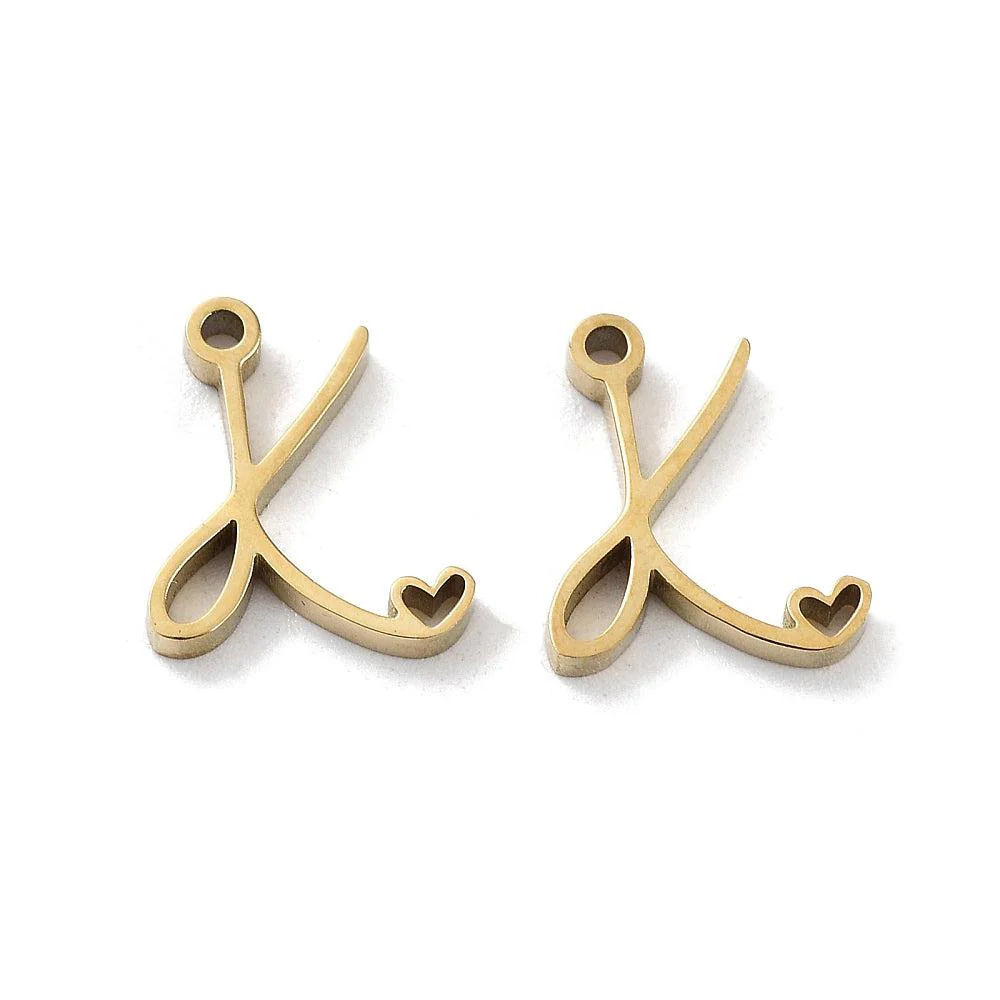 Bedel sierlijk alfabet A-Z goud RVS 14K 11x7mm - Image 11