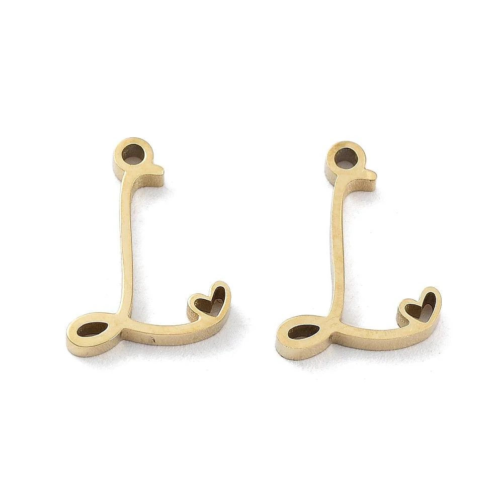 Bedel sierlijk alfabet A-Z goud RVS 14K 11x7mm - Image 12