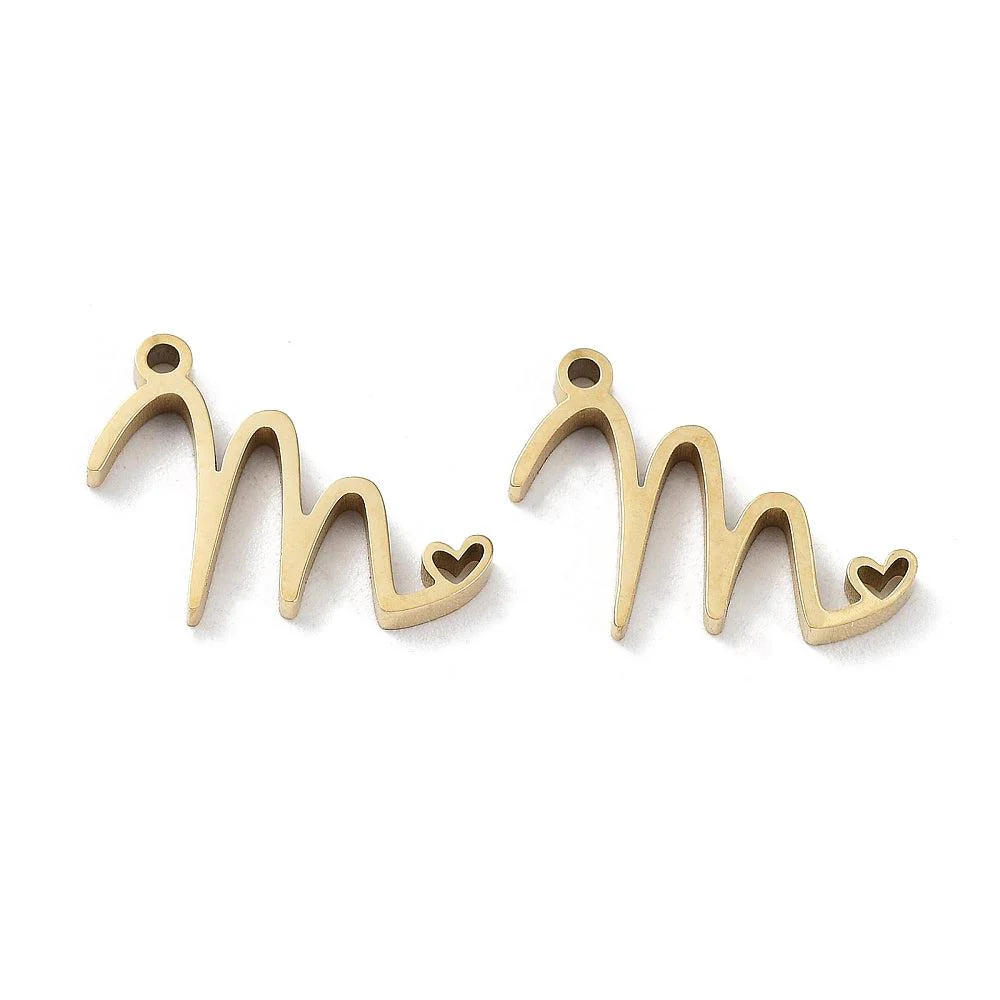 Bedel sierlijk alfabet A-Z goud RVS 14K 11x7mm - Image 13