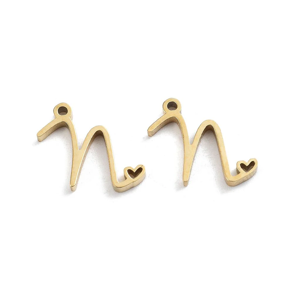 Bedel sierlijk alfabet A-Z goud RVS 14K 11x7mm - Image 14