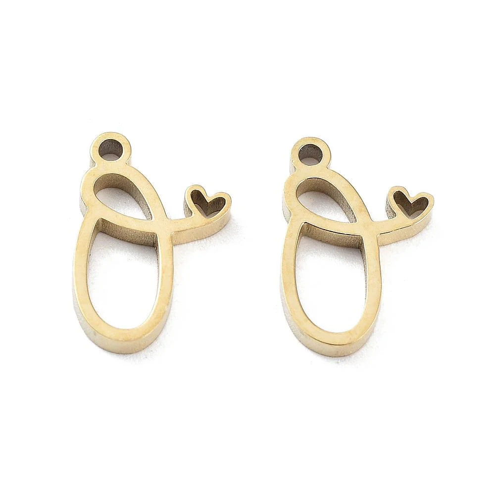 Bedel sierlijk alfabet A-Z goud RVS 14K 11x7mm - Image 15