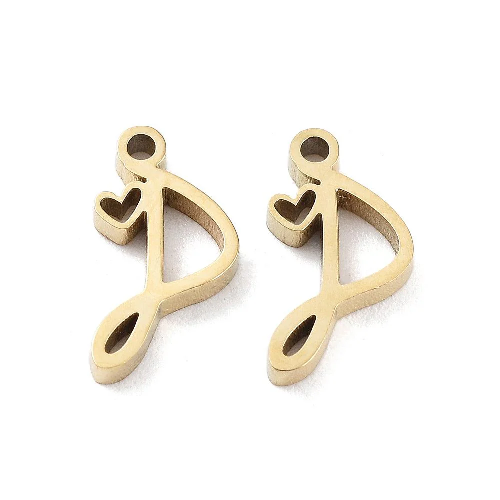 Bedel sierlijk alfabet A-Z goud RVS 14K 11x7mm - Image 16