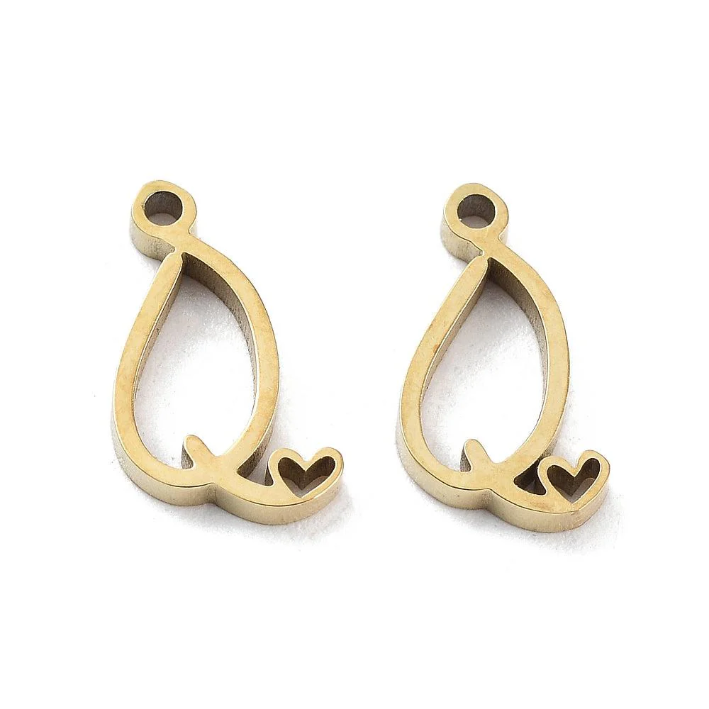 Bedel sierlijk alfabet A-Z goud RVS 14K 11x7mm - Image 17