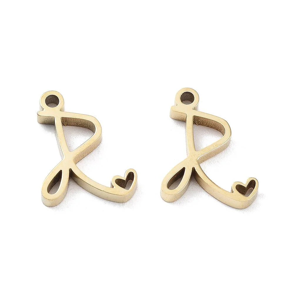 Bedel sierlijk alfabet A-Z goud RVS 14K 11x7mm - Image 18