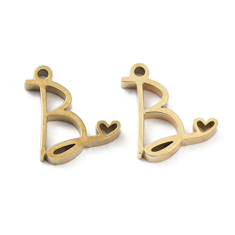 Bedel sierlijk alfabet A-Z goud RVS 14K 11x7mm - Image 2