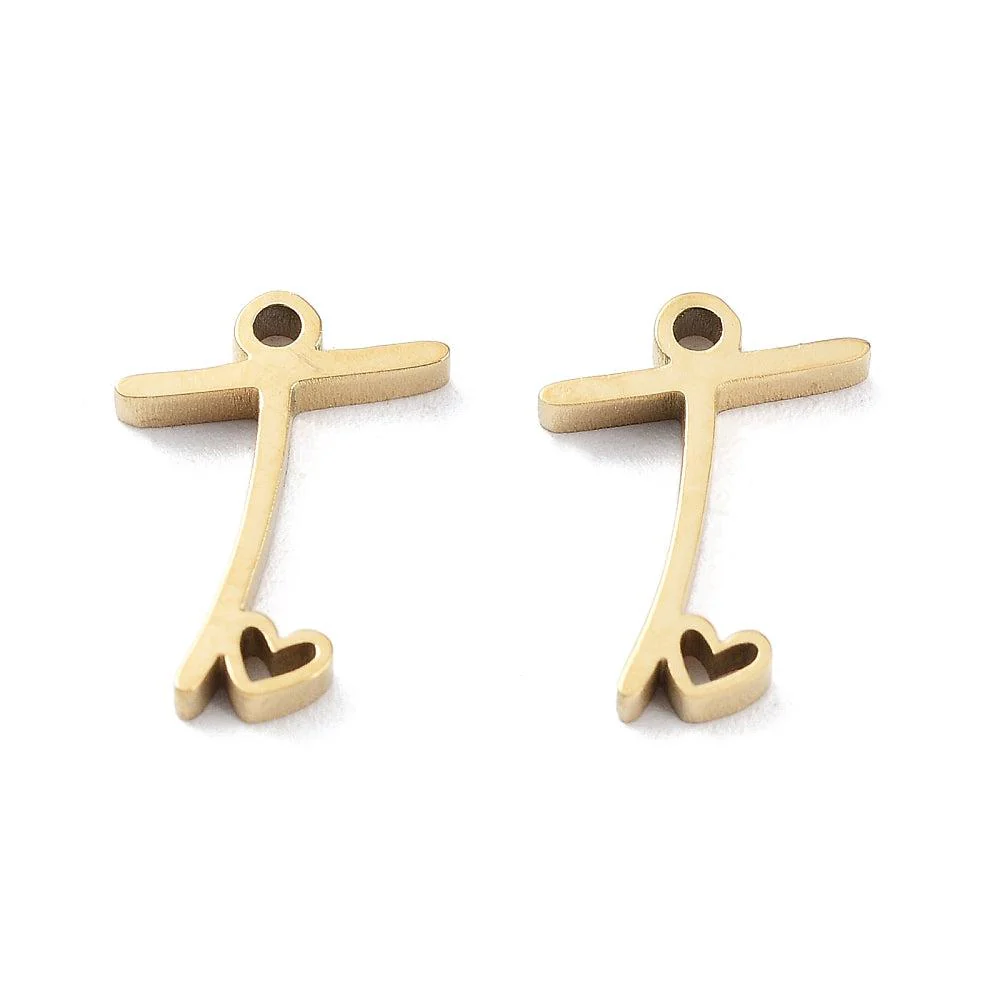 Bedel sierlijk alfabet A-Z goud RVS 14K 11x7mm - Image 20