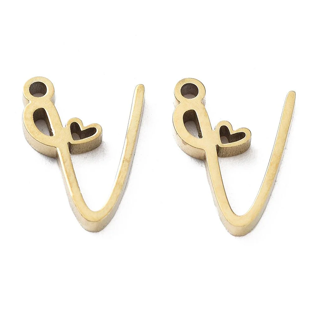 Bedel sierlijk alfabet A-Z goud RVS 14K 11x7mm - Image 21