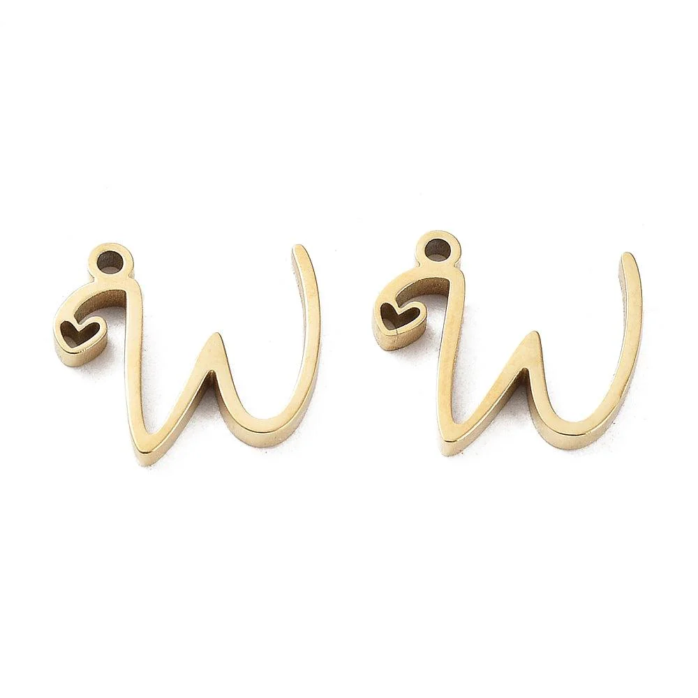 Bedel sierlijk alfabet A-Z goud RVS 14K 11x7mm - Image 22