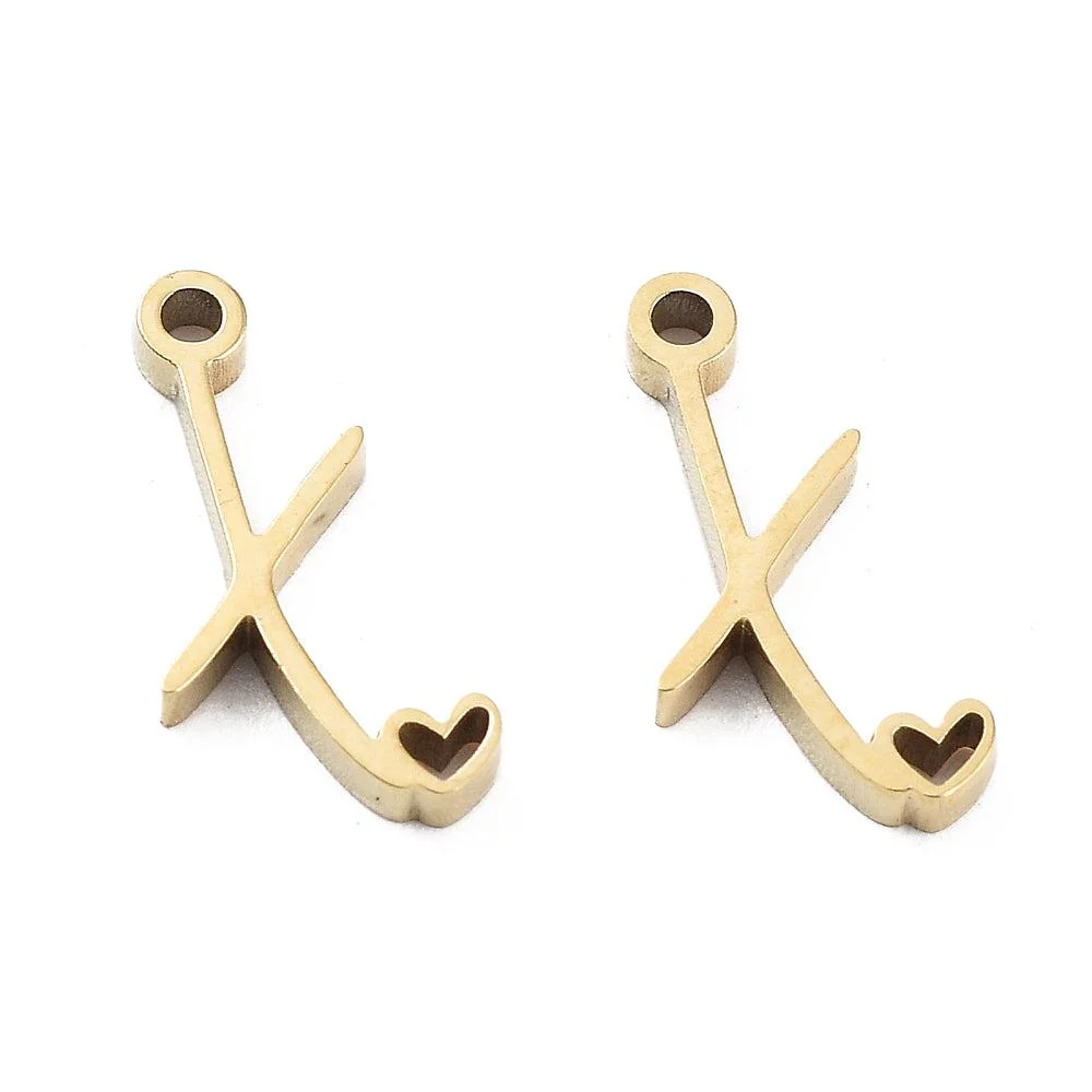 Bedel sierlijk alfabet A-Z goud RVS 14K 11x7mm - Image 23