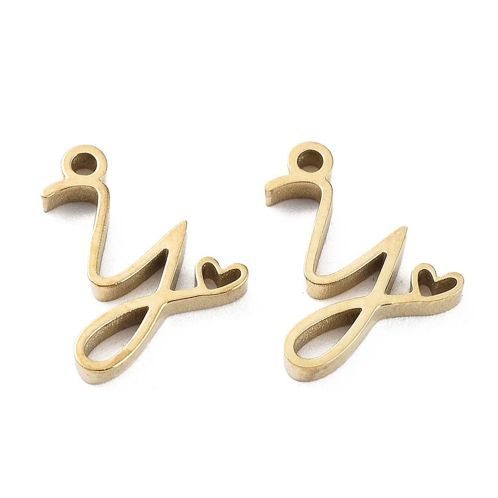 Bedel sierlijk alfabet A-Z goud RVS 14K 11x7mm - Image 24