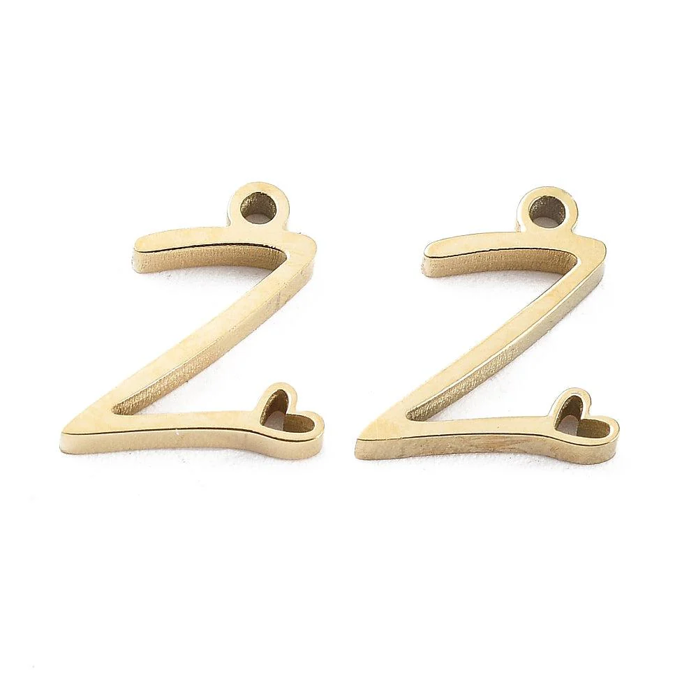 Bedel sierlijk alfabet A-Z goud RVS 14K 11x7mm - Image 25