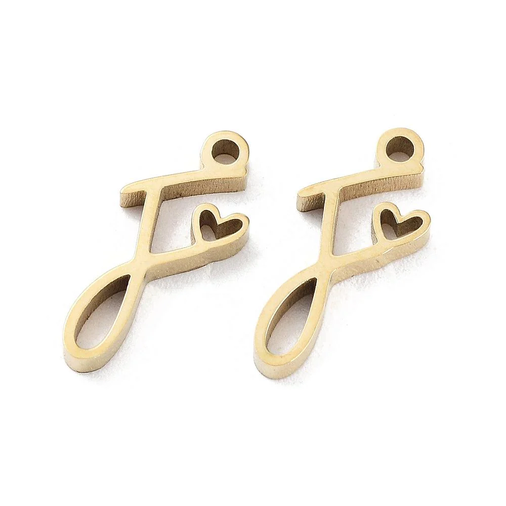 Bedel sierlijk alfabet A-Z goud RVS 14K 11x7mm - Image 6