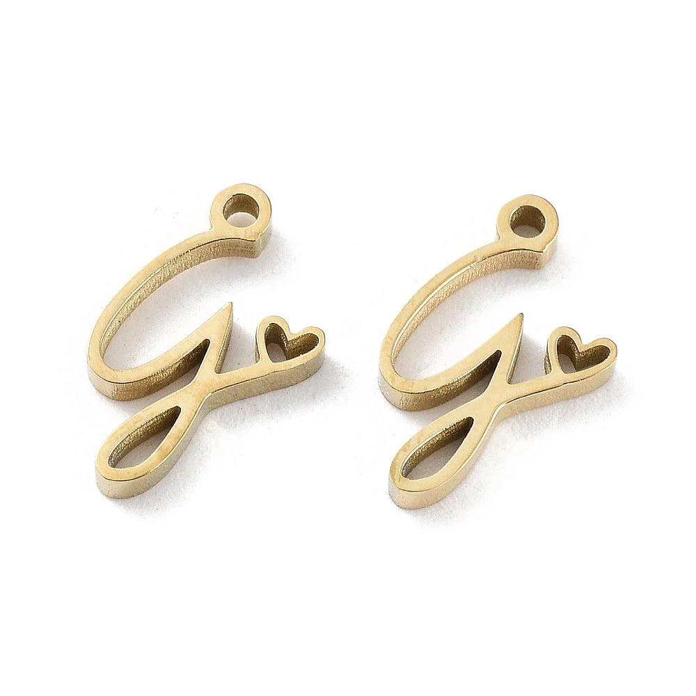 Bedel sierlijk alfabet A-Z goud RVS 14K 11x7mm - Image 7