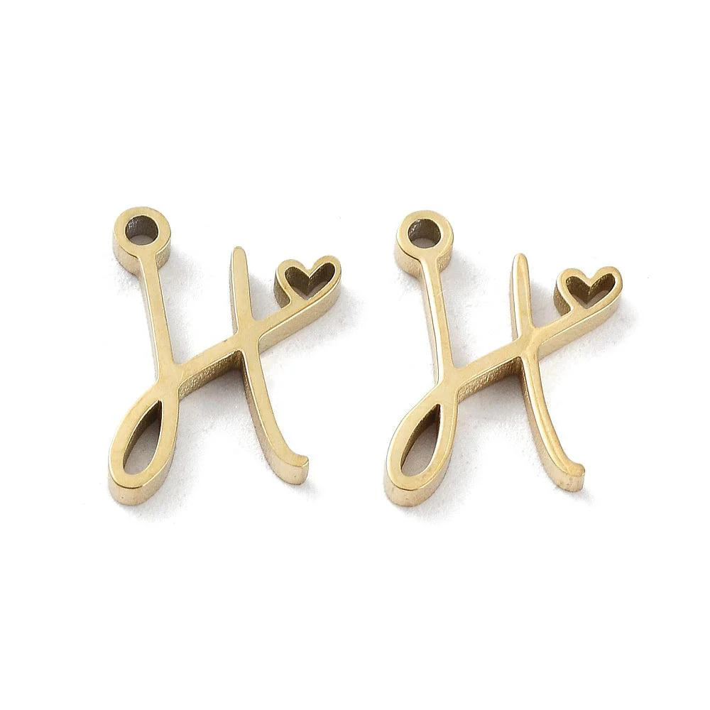 Bedel sierlijk alfabet A-Z goud RVS 14K 11x7mm - Image 8
