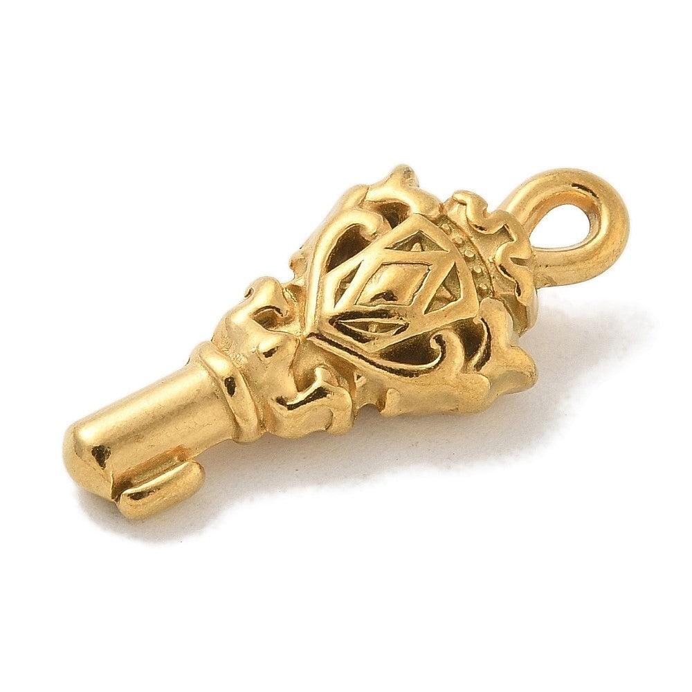 Bedel Sleutel RVS 18K Gold Plated 25x10mm - per stuk - Image 2