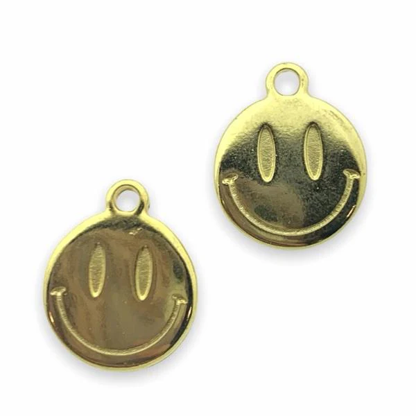 Bedel smiley Goud 24kr DQ 12x15mm - Image 2