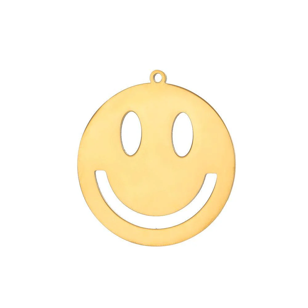 Bedel smiley RVS 18k goud 29mm - per stuk