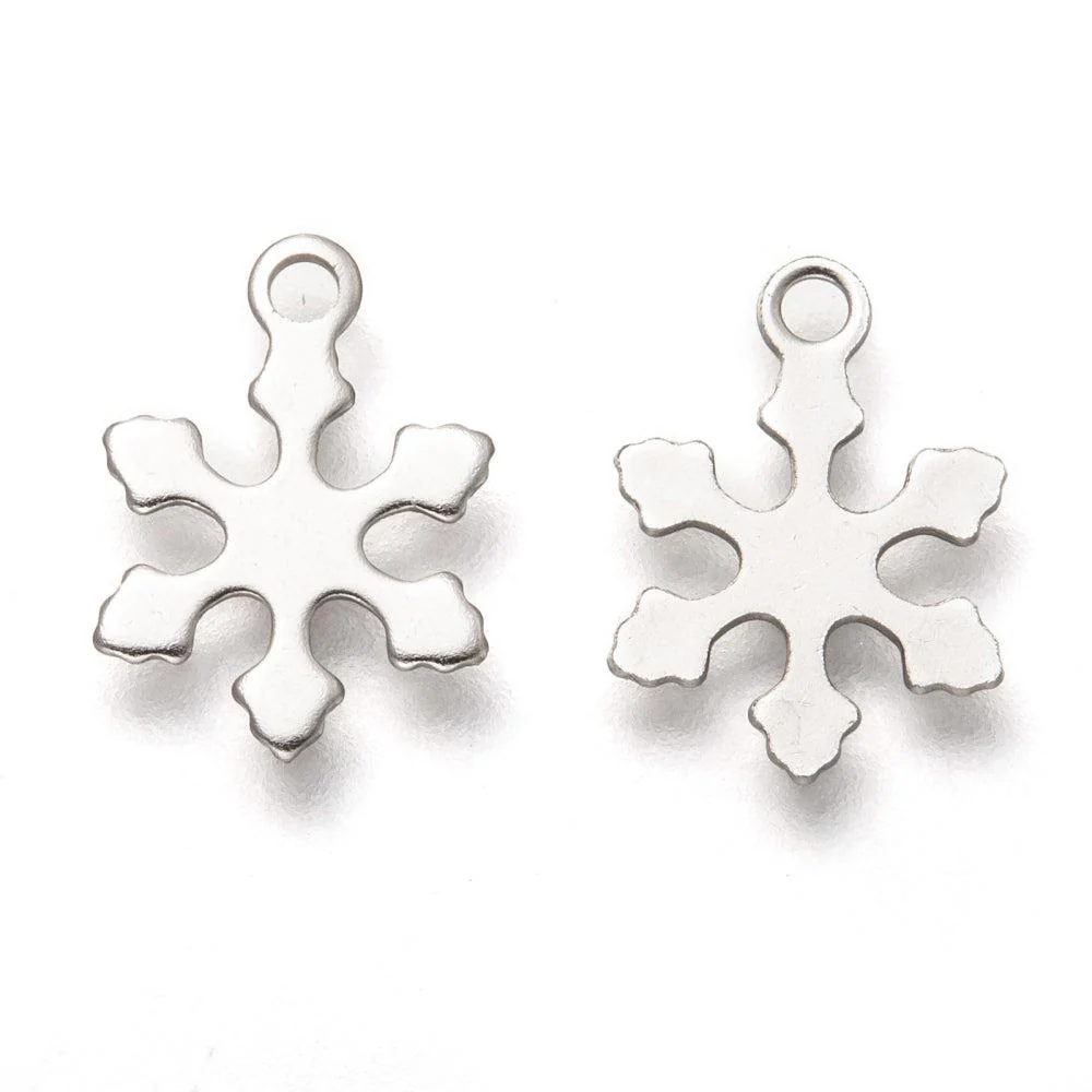 Bedel sneeuwvlok RVS zilver 12x10x0.5mm- per 15