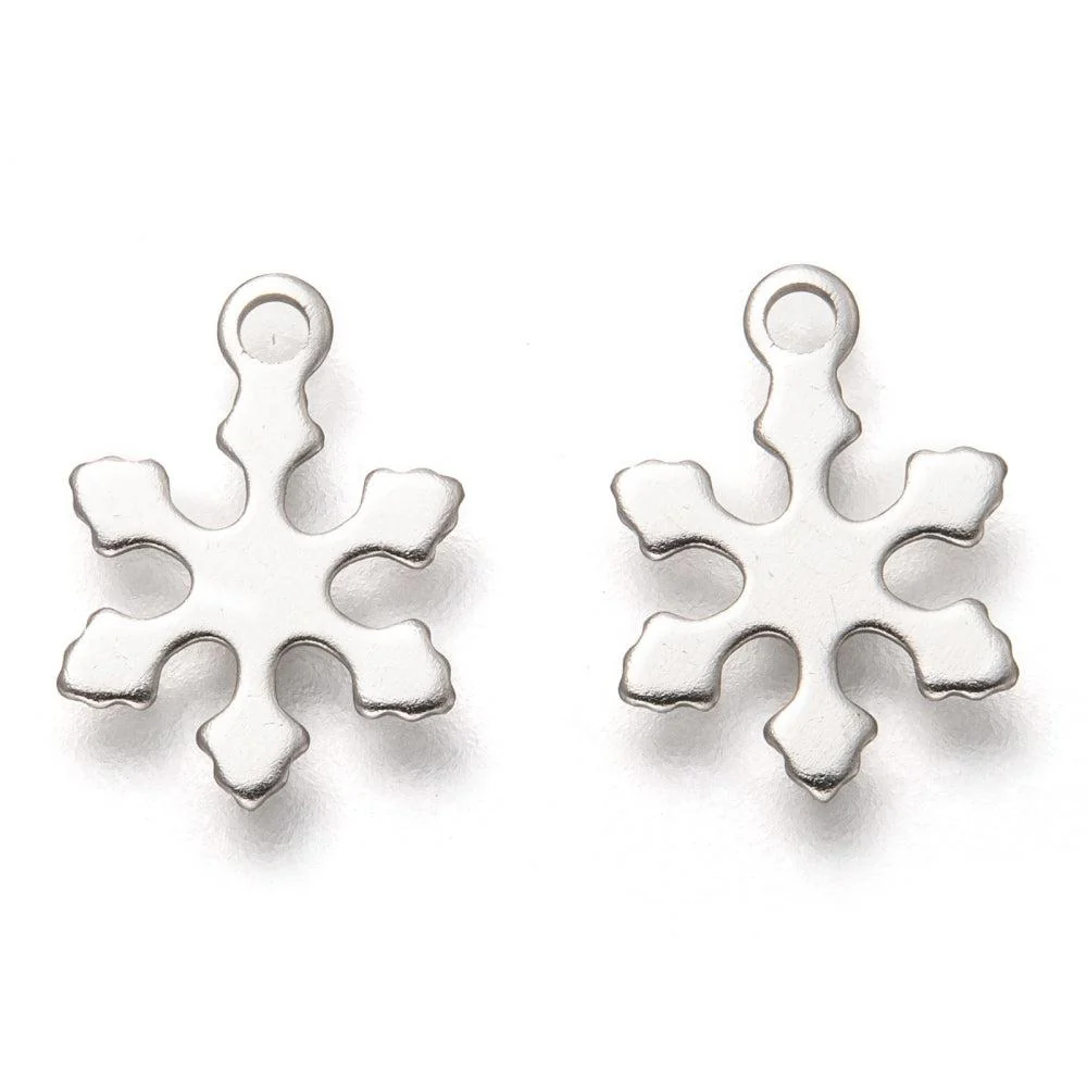 Bedel sneeuwvlok RVS zilver 12x10x0.5mm- per 15 - Image 2