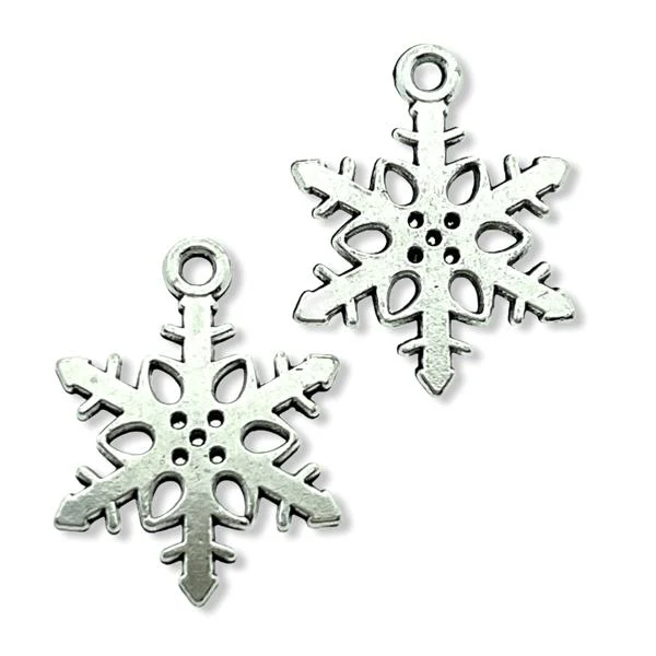 Bedel sneeuwvlok zilver 18x15mm - 10 stuks