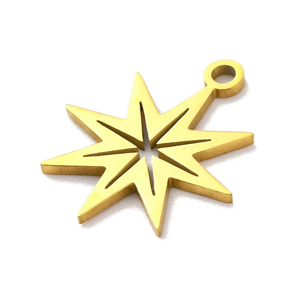 Bedel Sneewvlok RVS goud 16x13mm - per stuk - Image 2