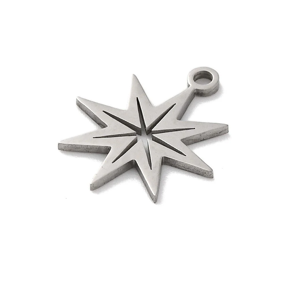 Bedel Sneewvlok RVS zilver 16x13mm - per stuk - Image 2