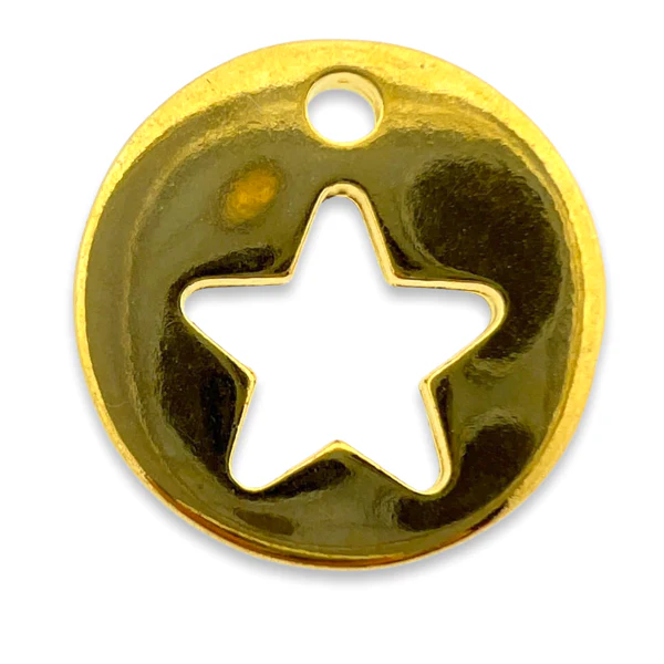 Bedel ster rond Goud 24kr DQ 15mm