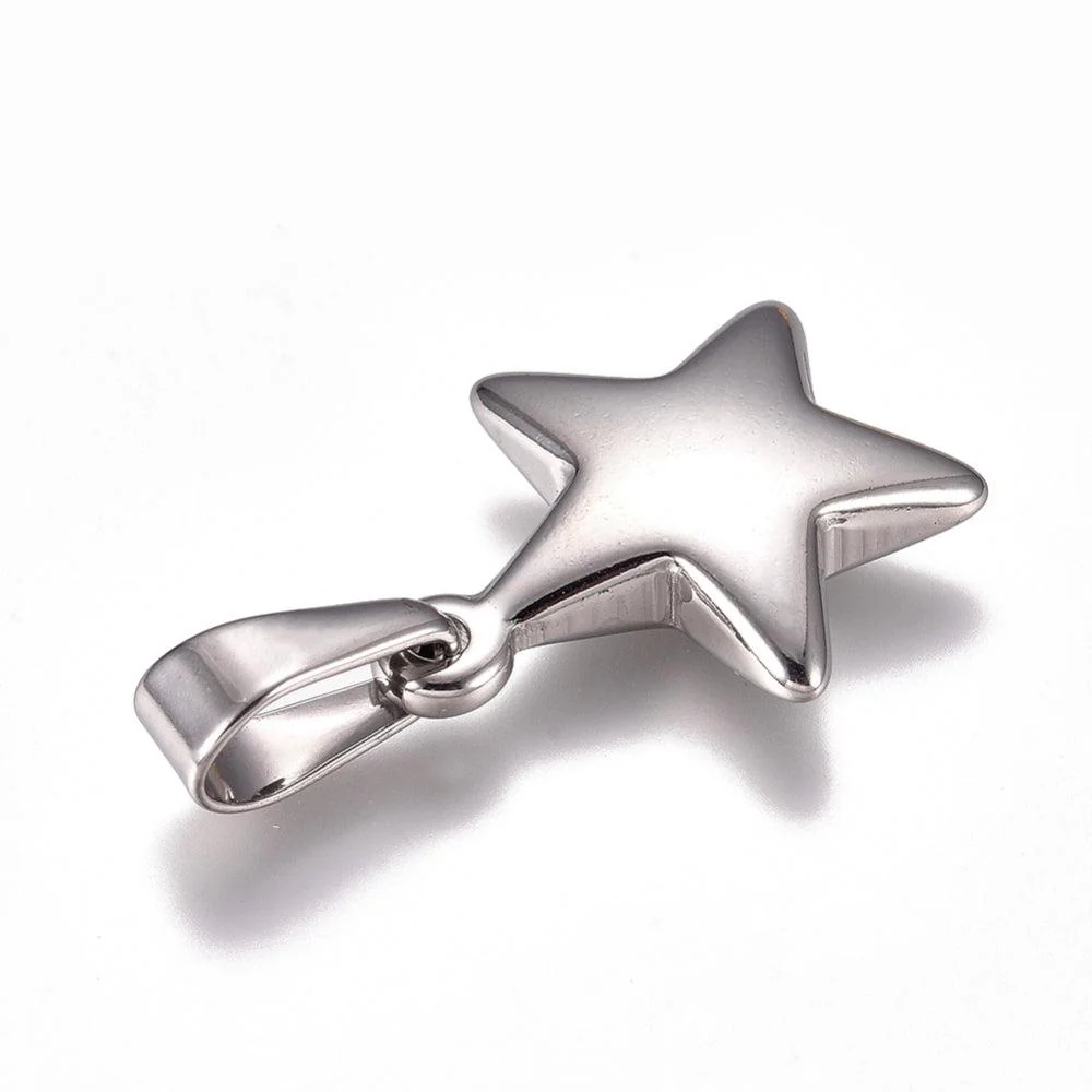 Bedel ster RVS zilver 20x24mm - per stuk - Image 2