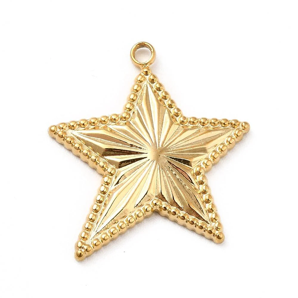Bedel ster Stainless steel 18K gold 20mm