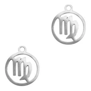 Bedel Sterrenbeeld maagd Stainless steel Zilver (RVS) 13x11mm