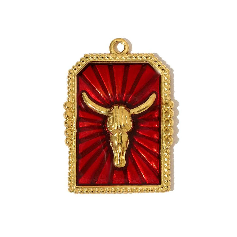 Bedel Stier RVS Goud / Rood 27mm - per stuk