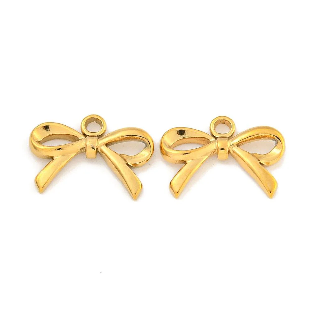 Bedel strikje dun goud RVS 11x15mm