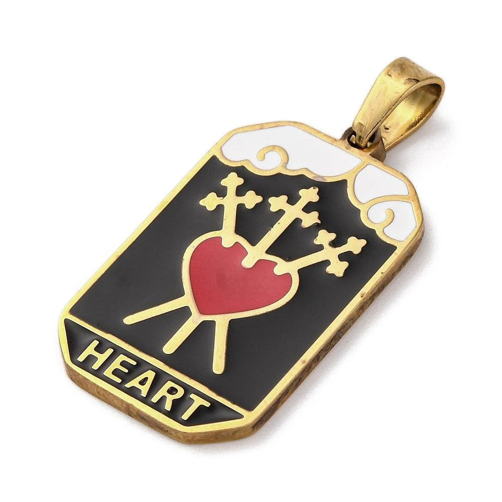 Bedel Tarot Heart RVS 18K Gold Plated 32x19mm - per stuk - Image 2