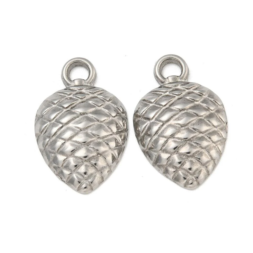 Bedel teardrop textuur zilver RVS 19x12mm
