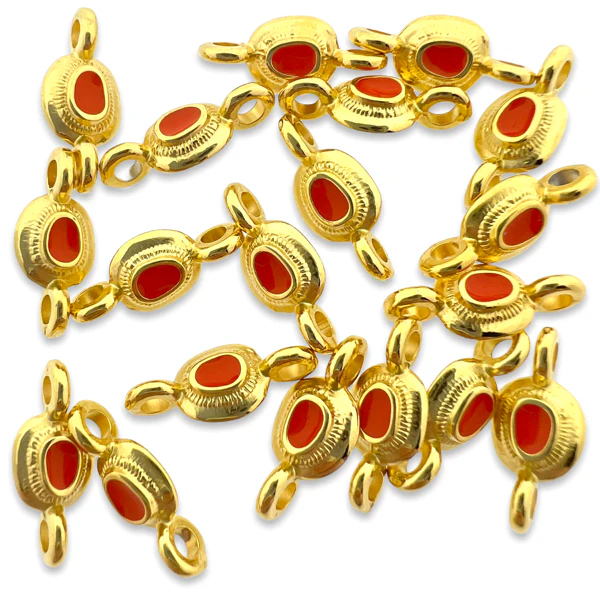Tussenzetsel rond mini motief oranje Goud 24K DQ 14x6mm - Image 2