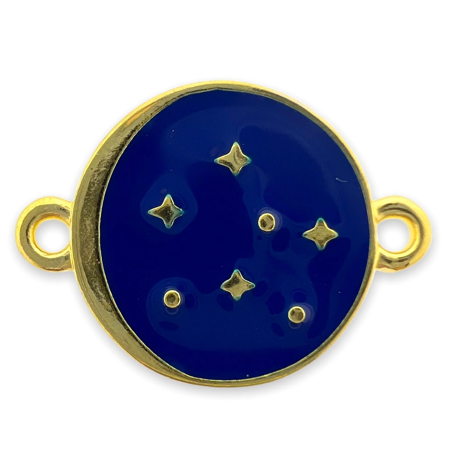 Bedel tussenzetsel rond spiritueel blauw Goud 24K DQ 20x15mm