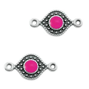 Bedel tussenzetsel Zilver-neon fuchsia pink DQ 16x8mm