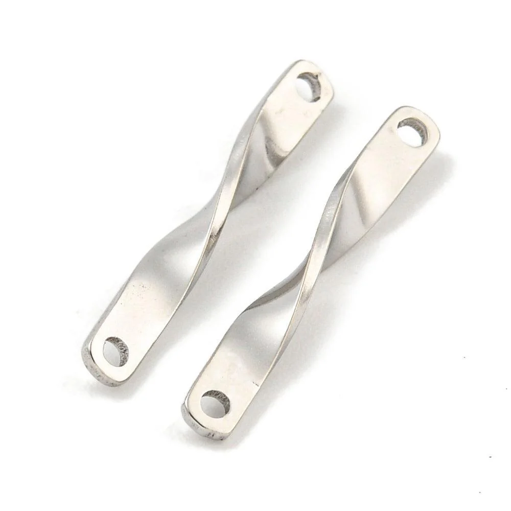 Bedel twisted tussenzetsel RVS Zilver 20mm- per stuk