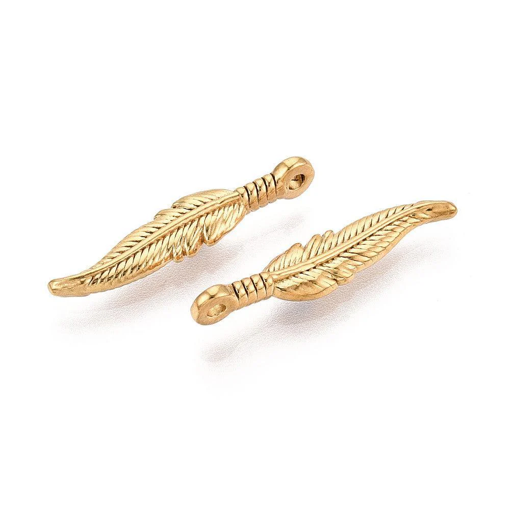 Bedel Veertje RVS 18K Gold Plated 23mm - per stuk - Image 2
