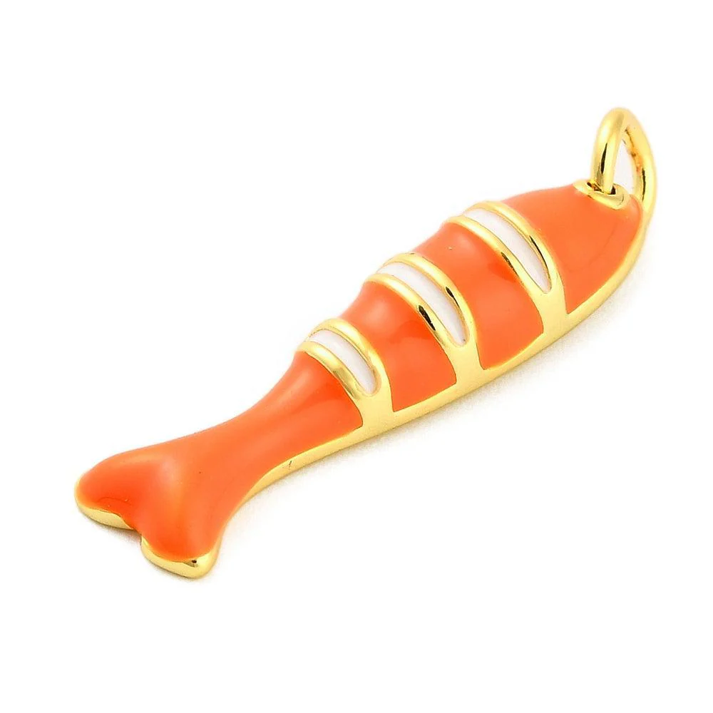 Bedel Vis Emaille Goud / Oranje / Wit 24mm - per stuk - Image 2