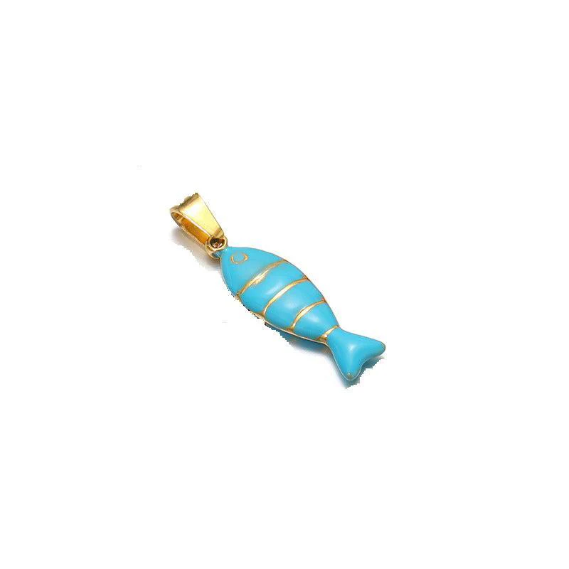 Bedel vis turquoise 18K RVS Goud 22mm - per stuk