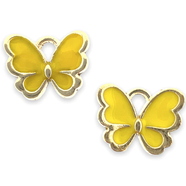 Bedel vlinder geel goud 10.5x13x3mm