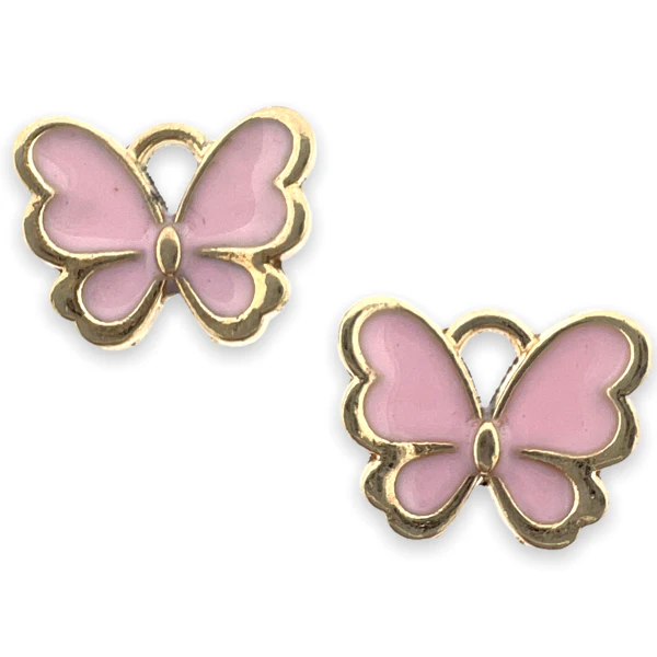 Bedel vlinder roze goud 10.5x13x3mm