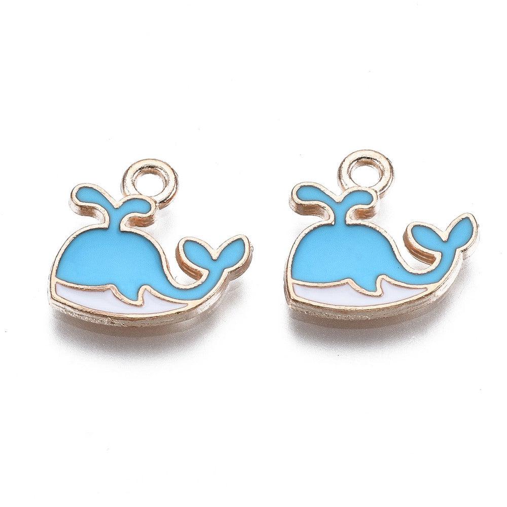 Bedel walvis blauw/goud 13x1,5mm