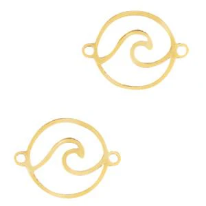 Tussenzetsel Waves Stainless steel Goud (RVS) 12mm