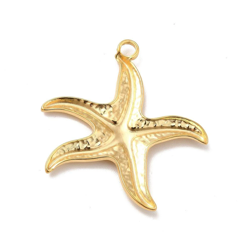 Bedel zeester relief XL goud 18K RVS 37x35mm - Image 2