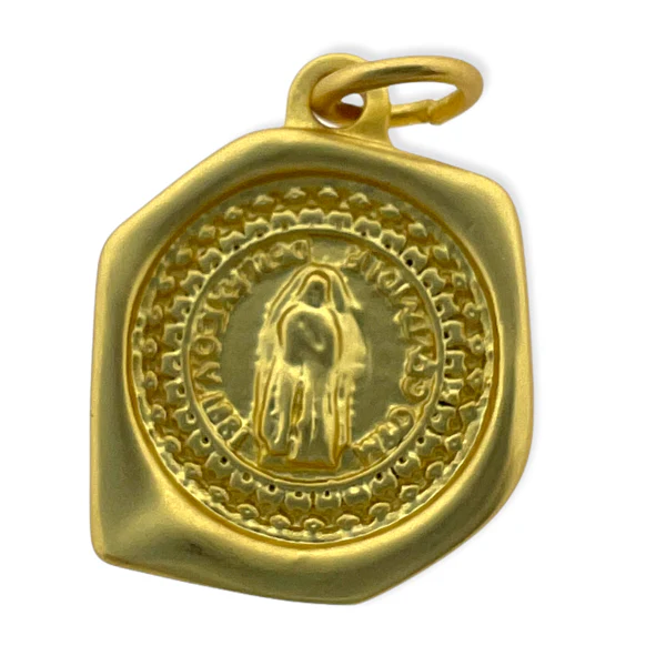 Bedel zeshoek heilige gold plated 16x13mm